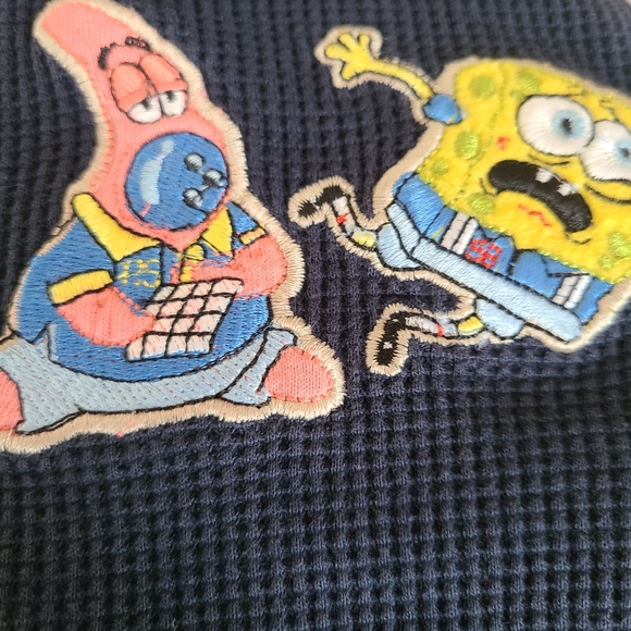 Spone Bob Square Pants navy waffle long sleeved sweater - Picture 5 of 6